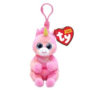 Ty Skylar Pink Unicorn Beanie Keychain Clip